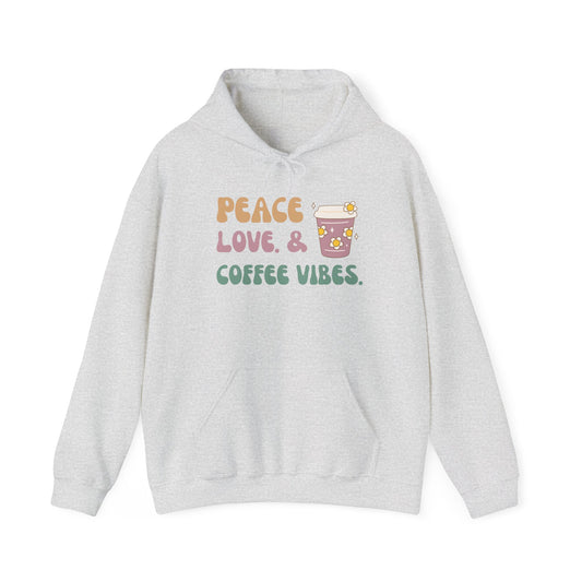 Peace Love and Coffee Vibes Unisex Heavy Blend™ Hooded Sweatshirt