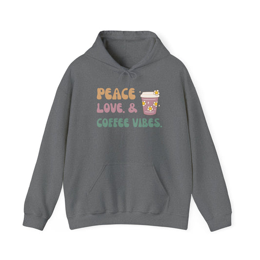 Peace Love and Coffee Vibes Unisex Heavy Blend™ Hooded Sweatshirt