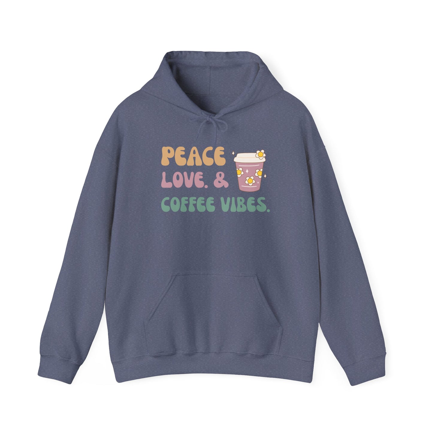 Peace Love and Coffee Vibes Unisex Heavy Blend™ Hooded Sweatshirt