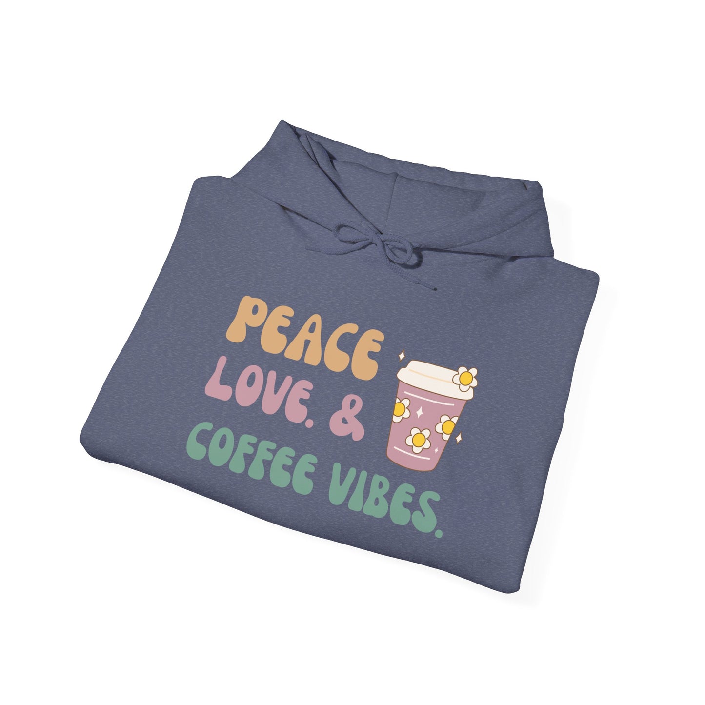 Peace Love and Coffee Vibes Unisex Heavy Blend™ Hooded Sweatshirt