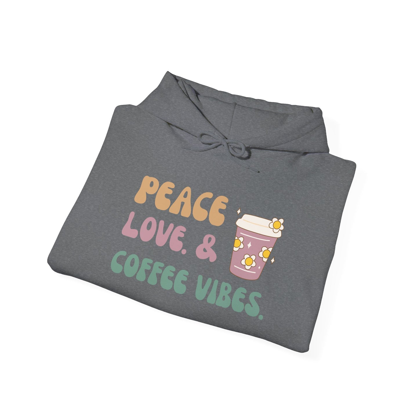 Peace Love and Coffee Vibes Unisex Heavy Blend™ Hooded Sweatshirt
