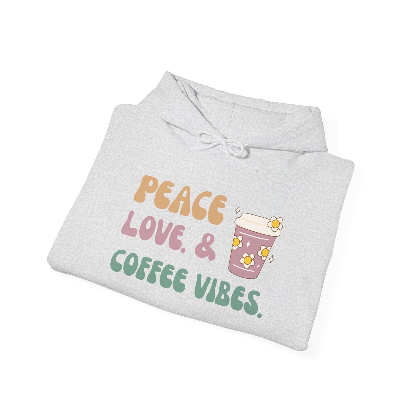 Peace Love and Coffee Vibes Unisex Heavy Blend™ Hooded Sweatshirt