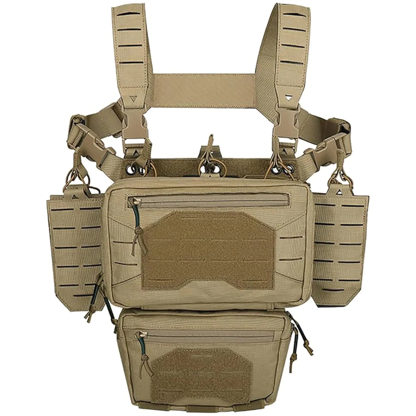 Tactical Chest Mini Rig 1000D Quick Release Multifunctional Tactical Vest Outdoor with Multi-Pockets (Tan)